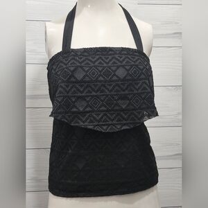 Black Textured Halter Top